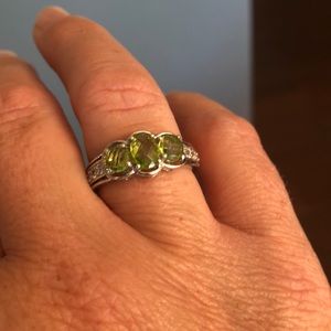 Beautiful Hebei Peridot & White Topaz Ring